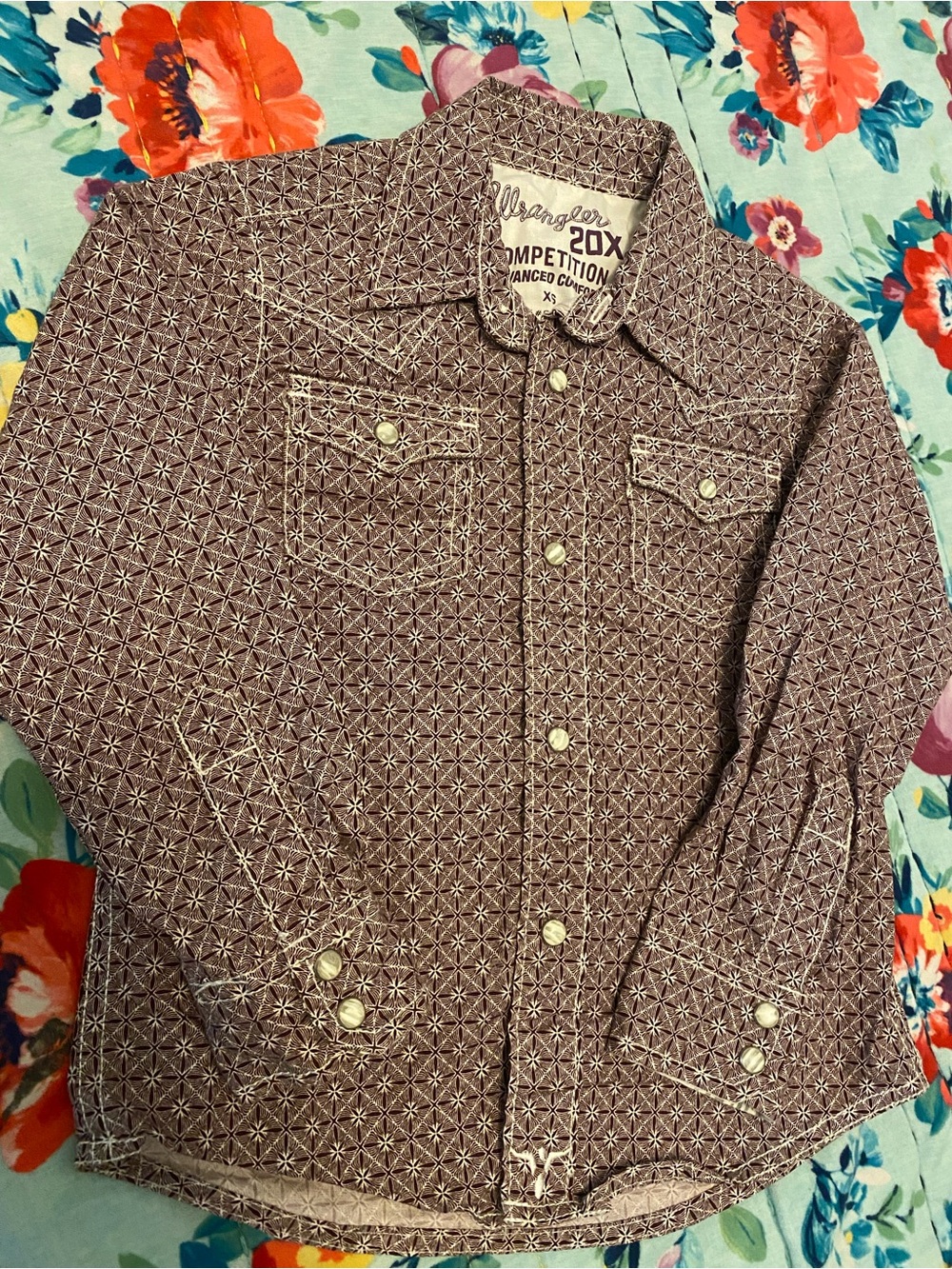 Wrangler boys Brown Geometric Button-Down Shirt